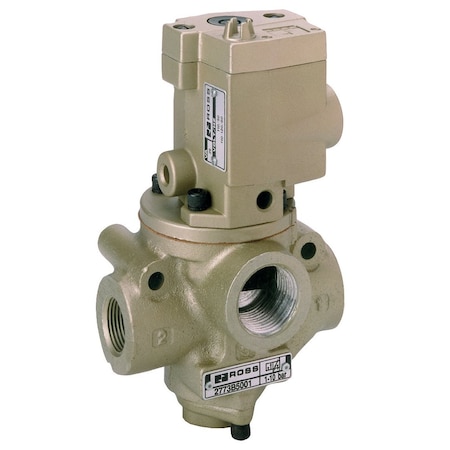 27 Series, 4/2 Single Solenoid Controlled, Spring Return, 1/2 In-Out,1/2 Exhaust NPT 110 VAC